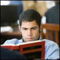 Male student reading